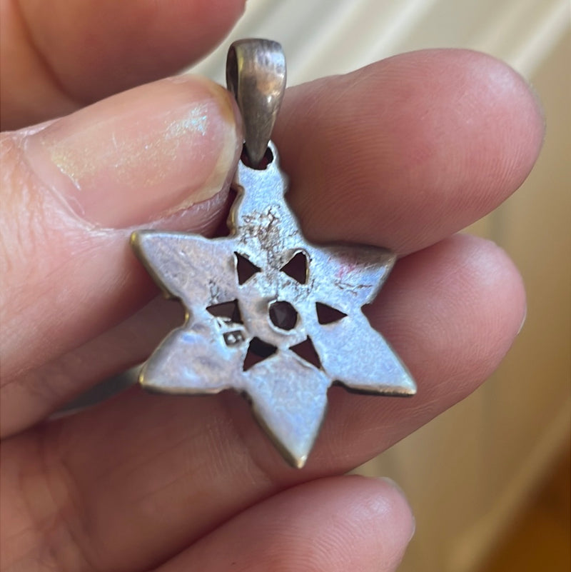 Amethyst Star Pendant - Sterling Silver - Vintage