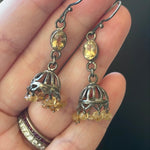 Citrine Chandelier Earrings - Sterling Silver - Vintage