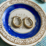 Ridged Hoop Earrings - 10k Gold - Vintage