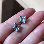 Blue Topaz Earrings - Sterling Silver - Vintage