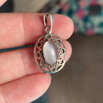 Moonstone Ornate Pendant - Sterling Silver - Vintage