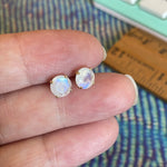 Moonstone Stud Earrings - 10k Gold - Vintage