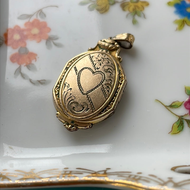 Ornate Heart Locket - Gold Filled - Vintage