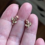 Rose Earrings - 10k Rose and Yellow Gold - Vintage