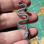 Opal Snake Brooch - Sterling Silver - Vintage