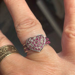 Ruby Heart Ring - Sterling Silver - Vintage