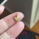 Tiny Heart Pendant - Rose Gold Flower - 14k Gold - Vintage