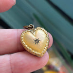 Repousse Heart Star Locket - Gold Filled - Vintage