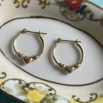 Triple Heart Hoop Earrings - 10k Gold - Vintage