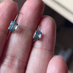 Blue Topaz Leverback Earrings - 10k Gold - Vintage