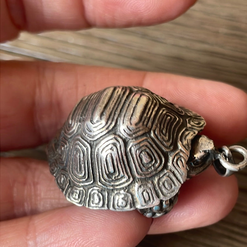 Turtle Locket - Sterling Silver - Vintage