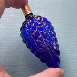 Cobalt Glass Leaf Bottle - Vintage