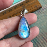 Moonstone Teardrop Pendant - Closed Back - Sterling Silver - Modern