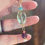 Gemstone Pendant - Prasiolite, Fluorite, Moonstone, Apatite and Coral - Gold Filled - Handmade