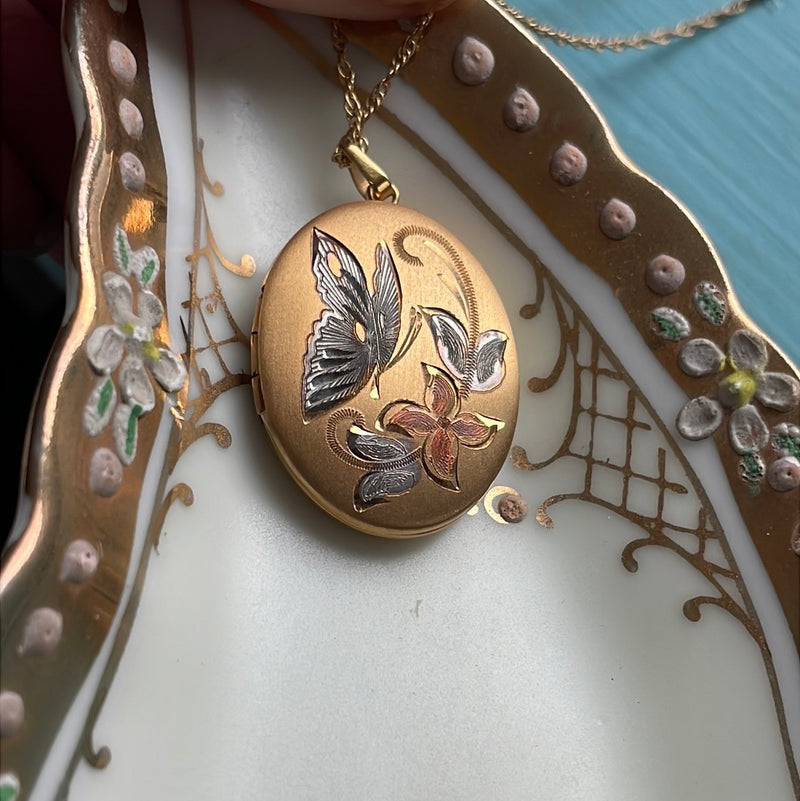 Butterfly Locket - Gold Filled - Vintage