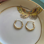 Dainty Swirl Hoops - 14k Gold - Vintage