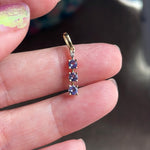 Tanzanite Three Stone Pendant - Diamond - 10k Gold - Vintage