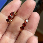 Garnet Hoop Earrings - 10k Gold - Vintage