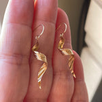 Engraved Swirl Earrings - 14k Gold - Vintage