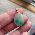 Jade Drop Pendant - 14k Gold - Vintage