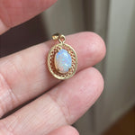 Opal Filigree Pendant - 14k Gold - Vintage