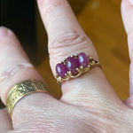 Ruby Trilogy Ring - 9k Gold - Vintage