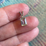 Aquamarine Diamond Pendant - 10k White Gold - Vintage