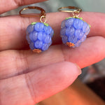 Periwinkle Glass Berry Earrings - Gold Filled - Handmade