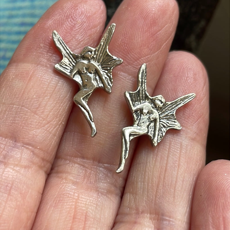 Fairy Stud Earrings- Sterling Silver - Vintage