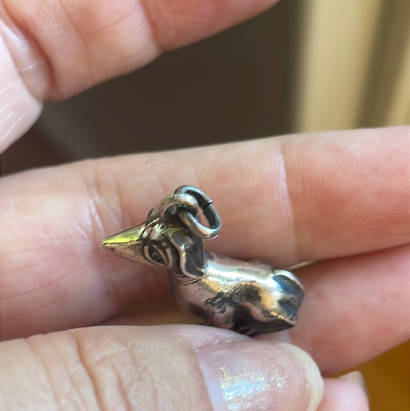 Dog Pendant Charm - Sterling Silver - Vintage