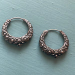 Repousse Hoop Earrings - Sterling Silver - Vintage