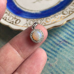 Opal Diamond Halo Pendant - 14k White Gold - Vintage