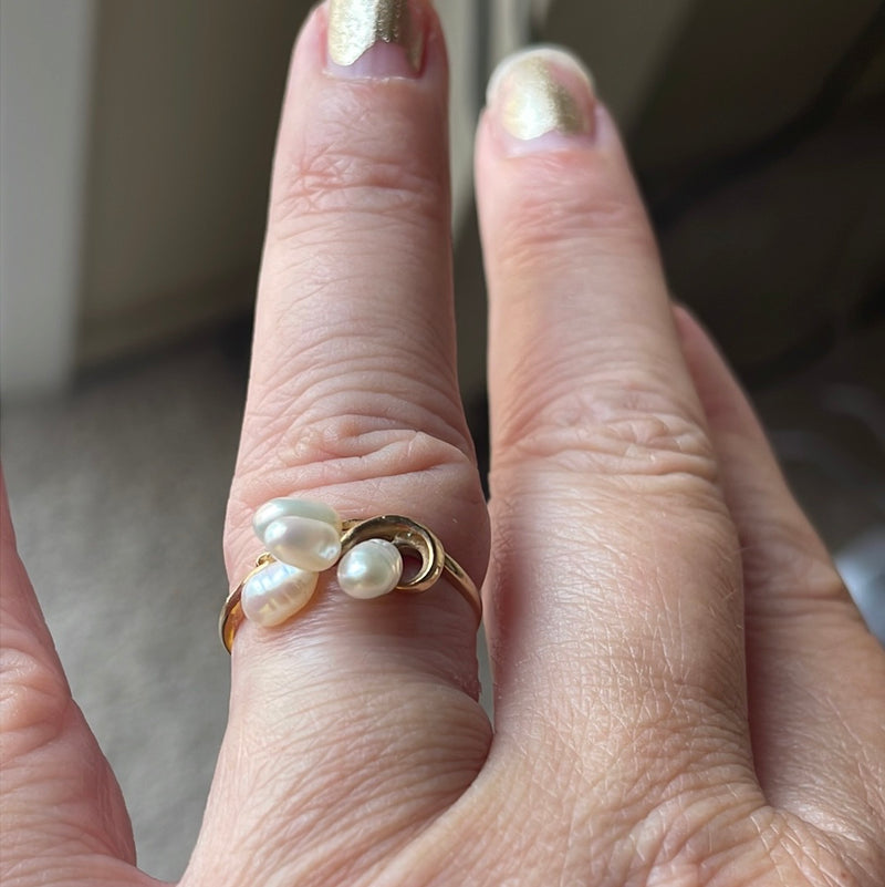 Pearl Cluster Ring - 10k Gold - Vintage