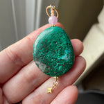Turquoise Pendant - Lavender Jade and Coral - Star Dangle - Gold Filled - Handmade