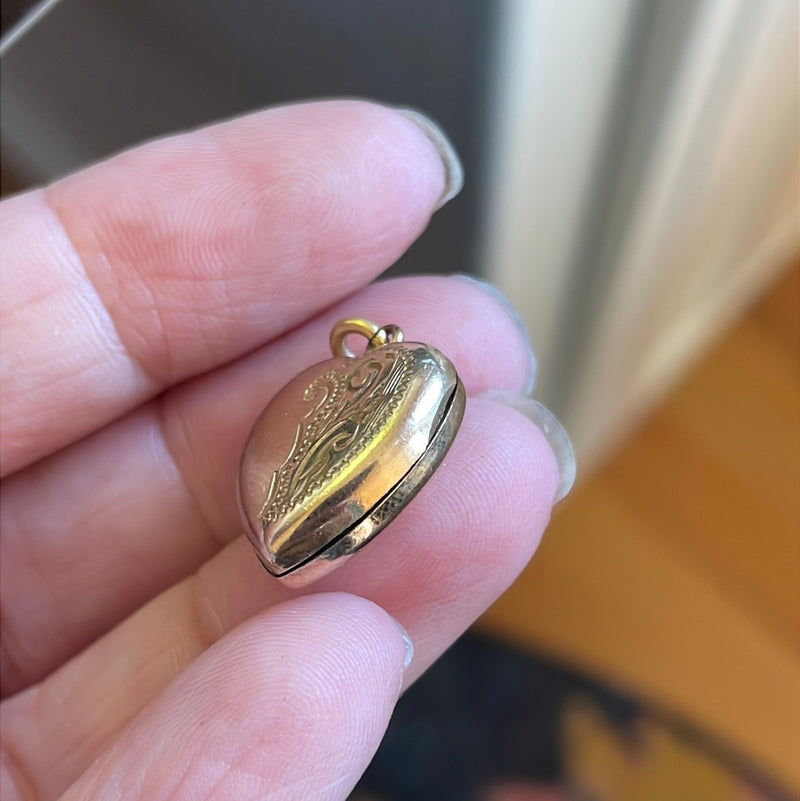 Engraved Heart Locket - Gold Filled - Vintage