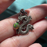 Opal Dragon Pendant - Sterling Silver - Vintage