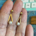 Pearl Drop Earrings - 14k Gold - Vintage