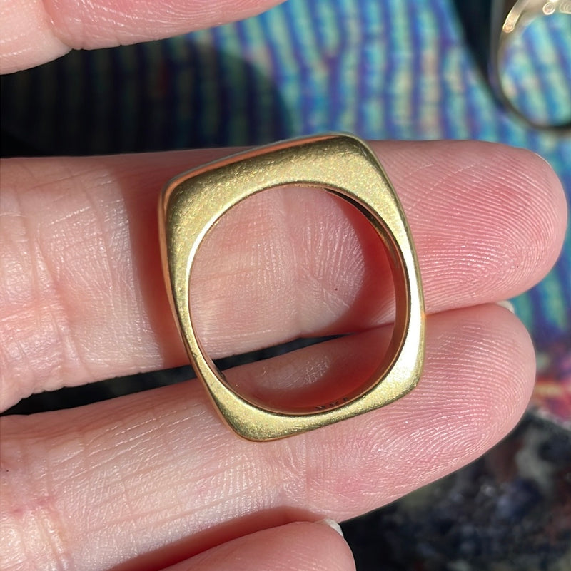 Heavy Square Ring - 18k Gold - Vintage