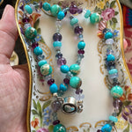 Ocean Confetti One of a Kind Necklace - Turquoise, Chalcedony, Fluorite and Amazonite - Sterling Heart Clasp - Handmade