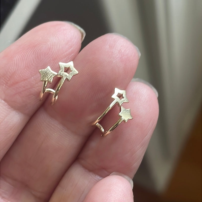 Star Hoop Earrings - 9k Gold - Vintage