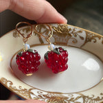 Ruby Glass Berry Earrings - Gold Filled - Handmade