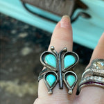 Turquoise Butterfly Ring - Sterling Silver - Vintage