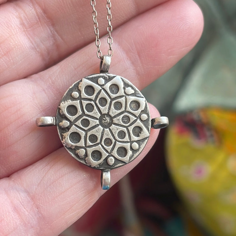 Medallion Pendant - Sterling Silver - Vintage