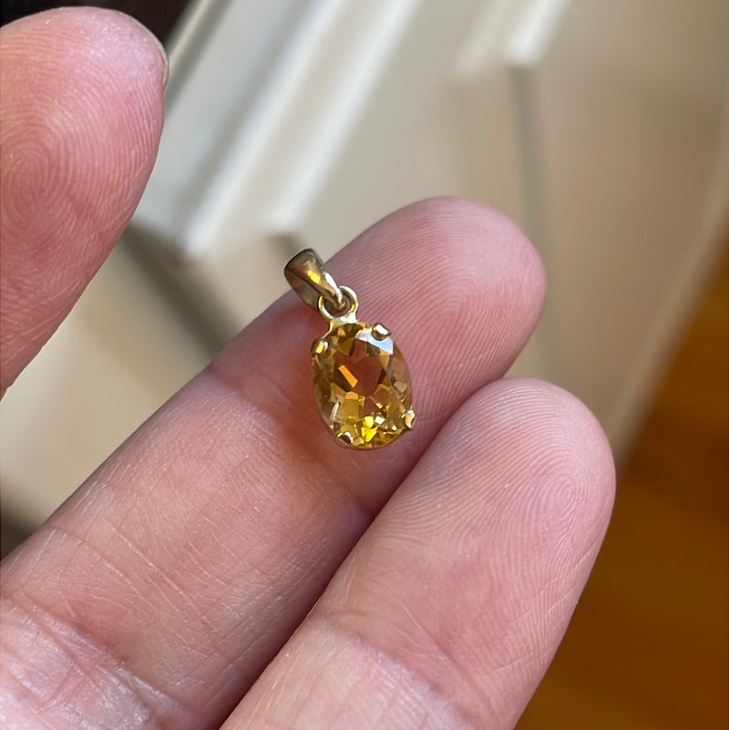 Citrine Pendant - 14k Gold - Vintage