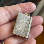 Engraved Book Locket - Sterling Silver - Vintage