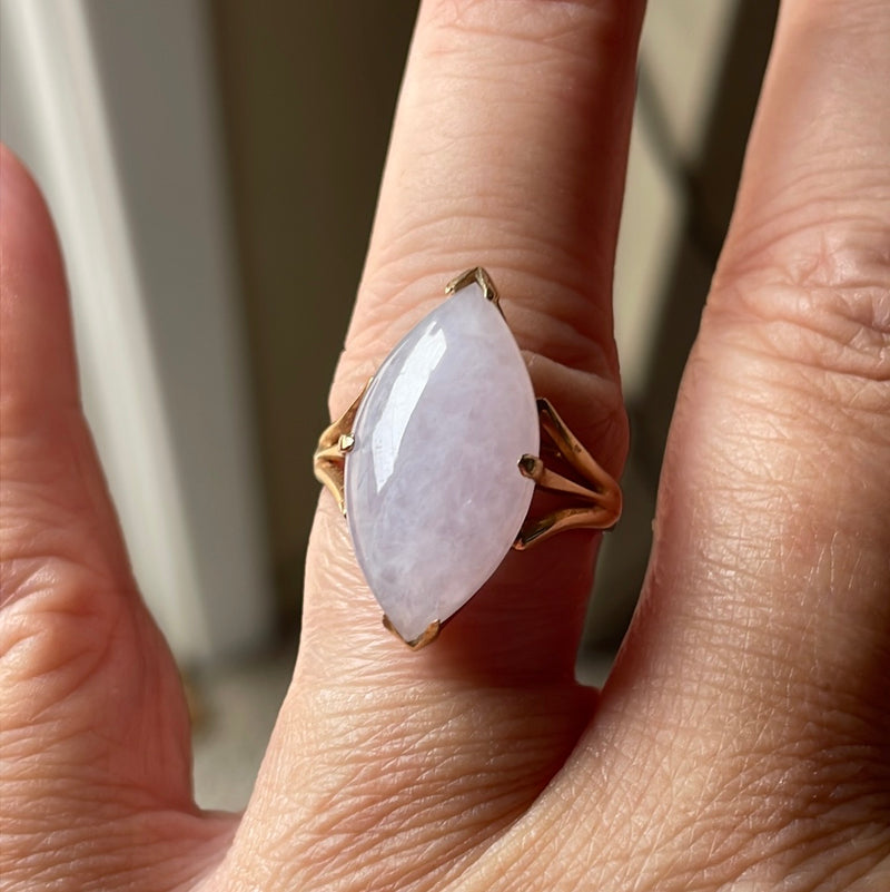 Lavender Jade Ring - 14k Gold - Vintage