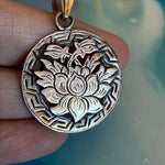 Silver Lotus Pendant - Sterling Silver - Vintage