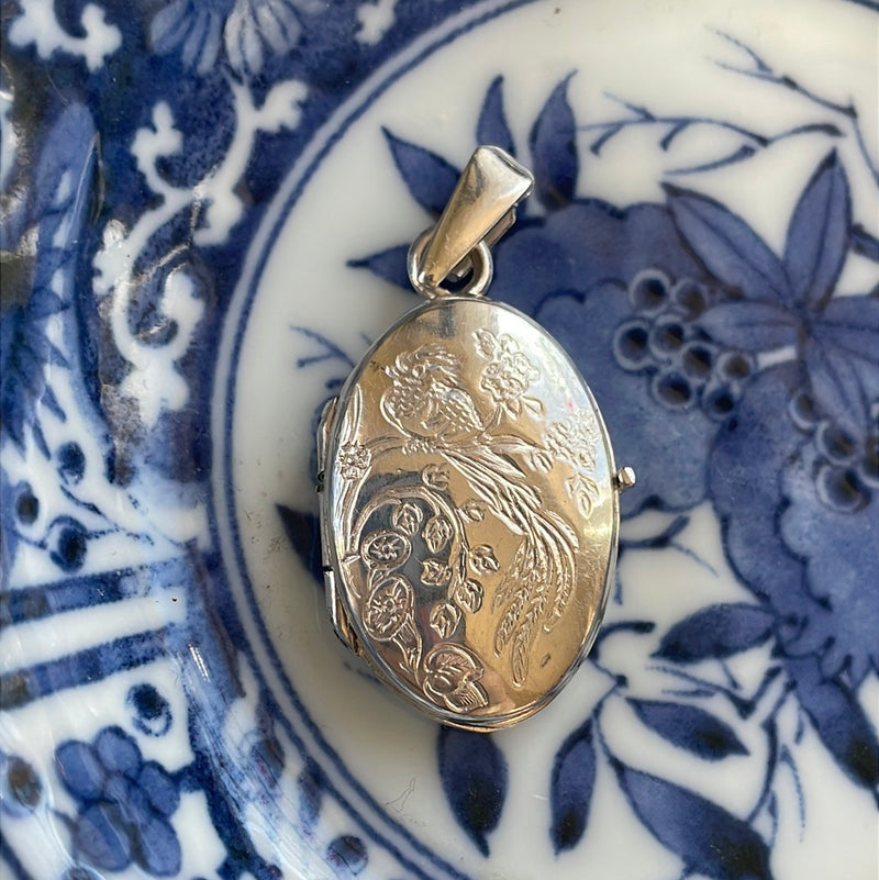 Bird Locket - Sterling Silver - Vintage