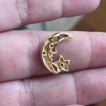 Moon Star Pendant - Diamond - 14k Gold - Vintage