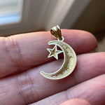 Moon Star Pendant - 14k Gold - Vintage